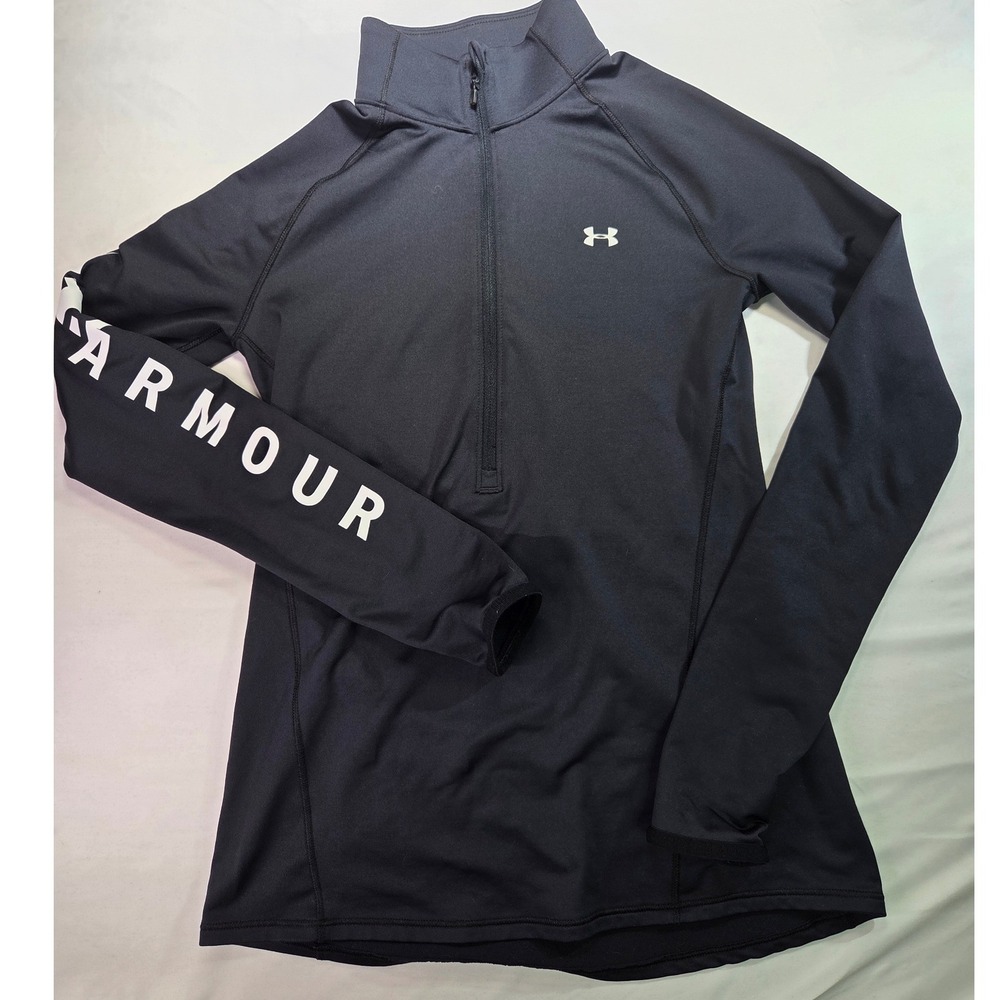 Under Armour ColdGear Womens Small Black Fitted Quarter Zip Long Sleeve Pullover